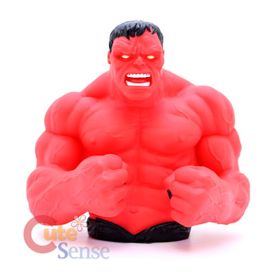 Marvel Incredible Red Hulk Bust Figure Coin Bank