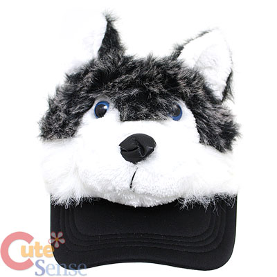 Husky Animal Plush Adjust Trucker , Baseball Cap-Mesh Back Hat