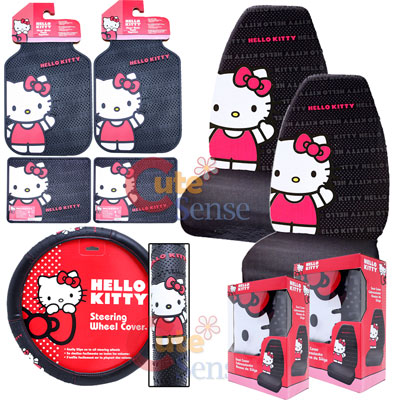 Hello kitty Core Car Seat Covers Accessories Compleate -7pc Basic Set