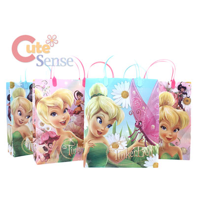 Disney Tinkerbell Fairies Party Gift Bag Set  6pc Plastic/Reusable