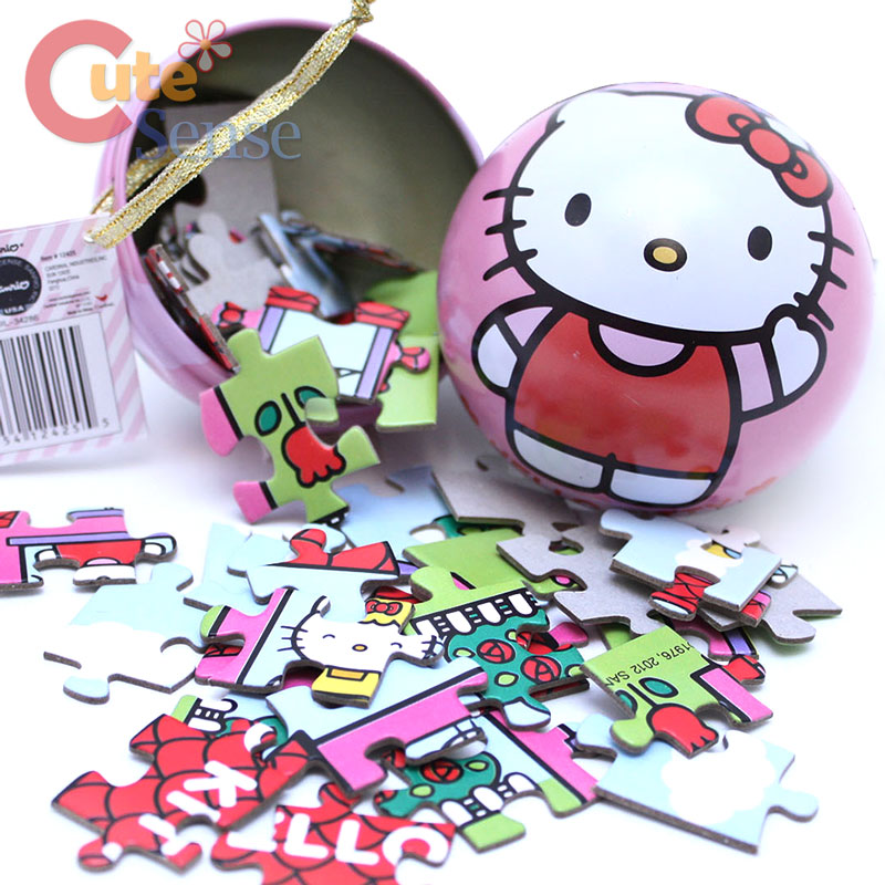 Sanrio Hello Kitty Mini Puzzles 50pc in Metal Tin Ball Finish 5in x 7in