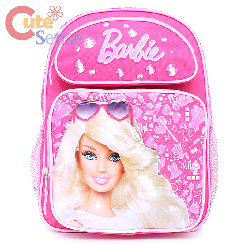 Barbie Large School Backpack 16" Girls Book Bag Pink Jewels Bag | eBay