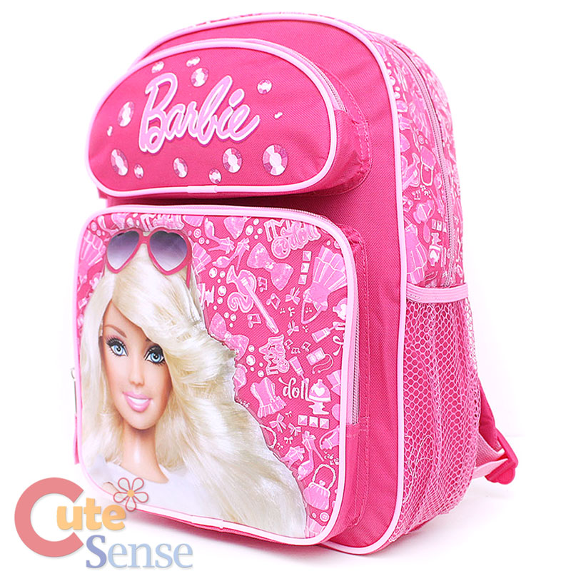 Barbie School Backpack 14" Medium Size Pink Jewels Book Bag | eBay