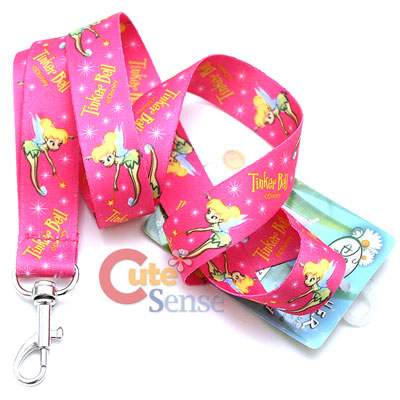 Disney TinkerBell Faires Pink Key Chain- ID Holder Lanyard