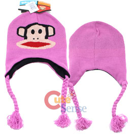 Paul Frank Pink Knitted Laplander Hat  Beanie with Ear Flap (Junior)