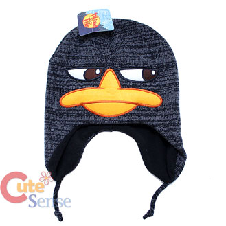 Phineas and Ferb Black Perry Agent P Knitted Beanie  Laplander Hat (Teen-Adult)