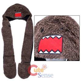 Domo kun Spirit Hood Plush Hat with Mittens Pokect Scarf