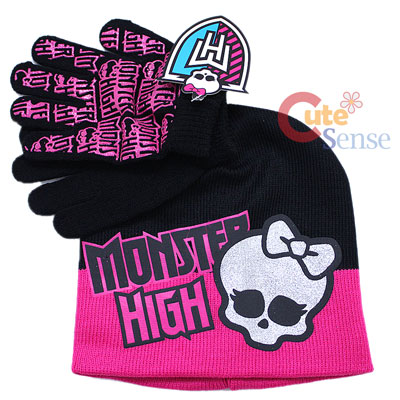 Monster High Skull Logo 2pc Gloves, Beanie Set - Big Logo