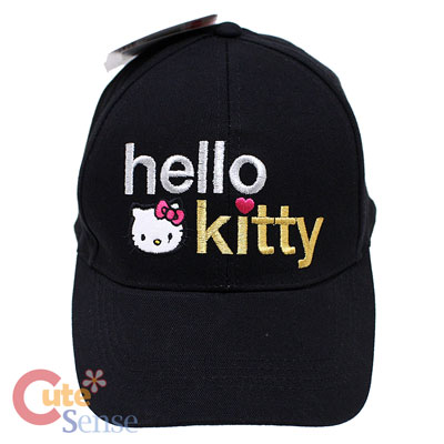 Sanrio Hello Kitty Baseball Cap , Hat-  Black Lettering Logo