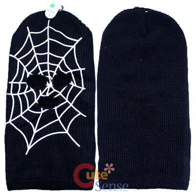 Marvel Black Spider Web Mens Ski Mask Beanie - Full Face Costume Mask