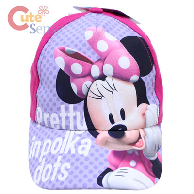 Disney Minnie Mouse Baseball Cap Kids Adjustable Hat :Purple Pretty in Polka Dots