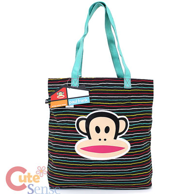 Paul Frank Julius Tote Bag Stripe Canvas Shoulder Bag -16in