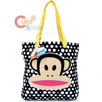 Paul Frank Julius Tote Bag Polka Dots Canvas Shoulder Bag -16in