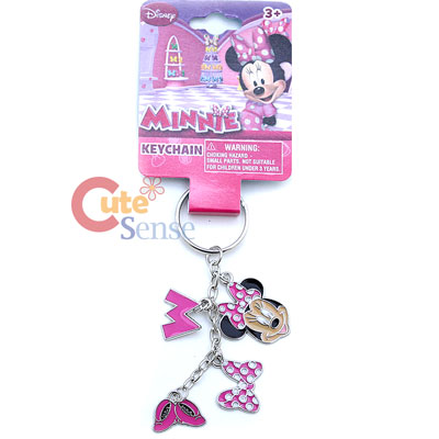 Disney Minnie Mouse 4 Charm Dangle  Metal Key Chain -Pink Shoes