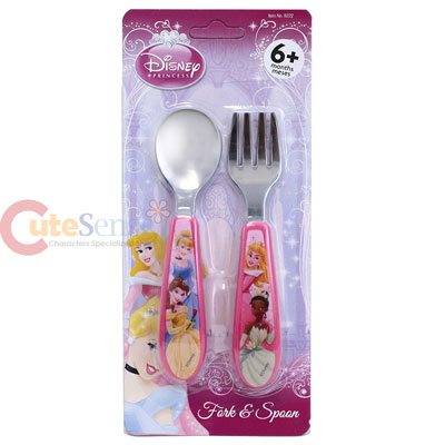 Disney Princesses Stainless Spoon and Fork  Kids meal time  Silverware Set