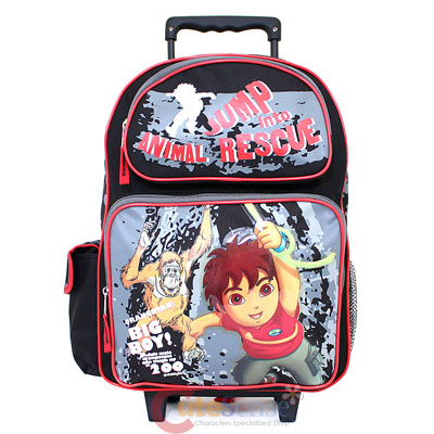 Go Diego Go with Monkey Large School Roller Backpack Lunch Bag Set