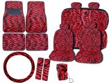 Zebra Animal Car Seat Covers Accessories Compleate :Red