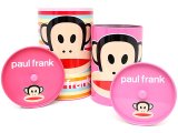 Paul Frank Tin Trash Can Set w/ Top -4pc Pink