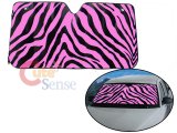 Zebra Front Window Sun Shade/Windshield -Black & Pink