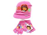 Dora the Explorer Gloves Cap Beanie Set :Pink Flowers