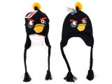 Rovio Angry Birds Black Bird Knitted Lapland Hat : Beanie with Ear Flap (Kids to Adult )