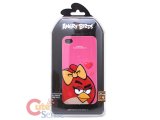 Rovio Angry Birds Apple i Phone 4G / 4GS Case -Hard Case : Red Bird Bow on Pink