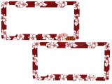 Red  Hawaiian Flowers  License Plate Frame 2pc Set