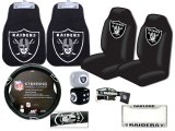 NFL Oakland Raiders Car Seat Cover Auto Accessories Set -8pc Carpet Mat