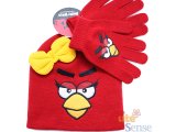 Angry Birds Red Birds with Bow  Gloves,Beanie 2PC Set