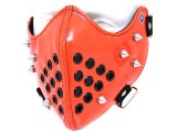 Neon Orange Metal Spike Half Mask Scary Costume Mask