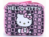 Sanrio Hello Kitty School  Lunch Bag  Snack Box -Black Pink Stamps