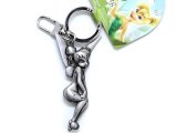 Disney TinkerBell Pixie Silver Pewter Key Chain -Touch Knee