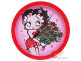 Betty Boop Wall Clock 10in Round - Rose Bouquet