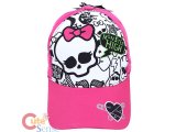 Monster High Skull Logo Baseball Cap Kids Adjustable Hat : Pink White