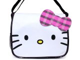 Sanrio Hello kitty Face School Messenger Bag  with Checkered Pink Bow