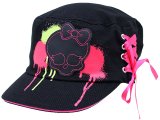 Monster High Military Cap Skull Logo Black Pink Tie Hat