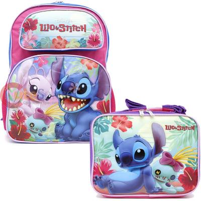 Disney Lilo and Stitch Large School Backpack Insulated Lunch Bag 2pc Set Beach 