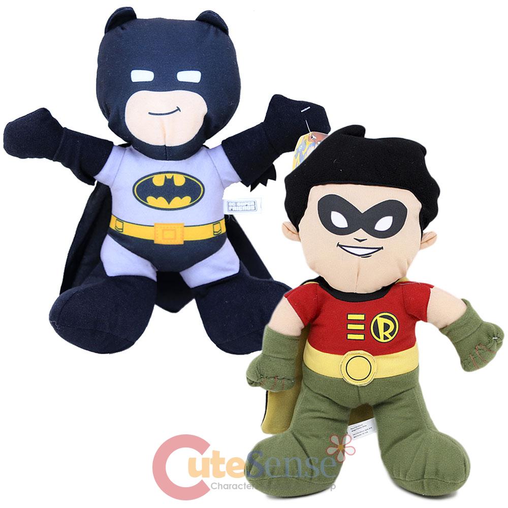 DC Comics Baby Batman and Robin Plush Doll 2pc Toy Set with Grey 