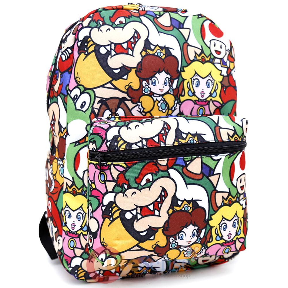 Super Mario Large School Backpack All Over Prints Book Bag Yoshi Bowser Peach Ebay 2303