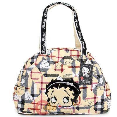 Betty Boop Quilted Diaper Bag Hand  with Pad - Brown Checkered