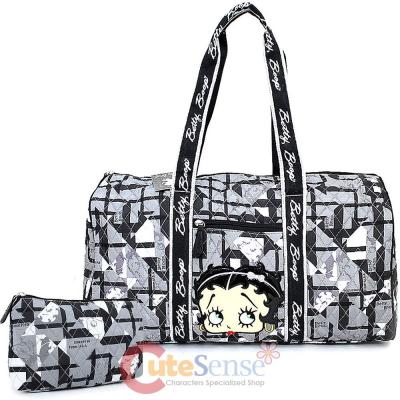 Betty Boop Quilted  Duffle Travel Bag  Diaper Gym Bag - Black Checkered