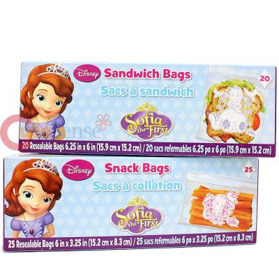 Disney Sofia The First  45pc Sandwich Snack Bags Set Food Zip Bag