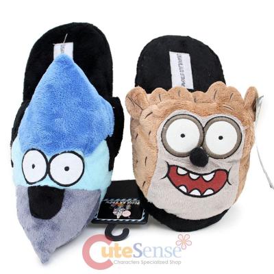 Regular Show Rigby and Mordecai 3D Face Plush Slipper : Small