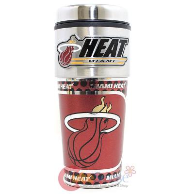 Miami Heat Coffee Mug  Travel Tumbler Cup - NBA Metallic Color Logo