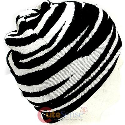 Black and Whtie Zebra Beanie Animal Knitted Hat