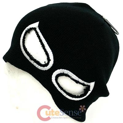 Devil Eye Beanie in Black knitted Hat with Eye Holes : White Eye