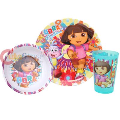 Dora The Explorer Dora with Boots  3Pc Kids Dining / Dinnerware Set