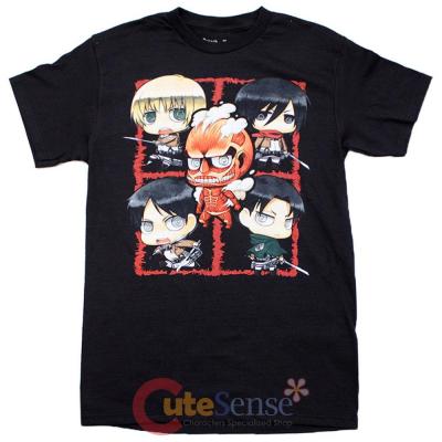 Attack on Titan 5 Character Montage Mens T Shirts Animation T - Size L