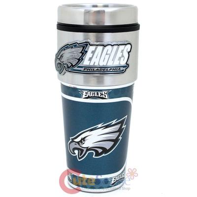 Philadelphia Eagles Coffee Mug  Travel Tumbler Cup - NFL Metallic Color Logo