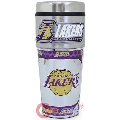 Los Angeles Lakers Coffee Mug  Travel Tumbler Cup - NBA Metallic Color Logo